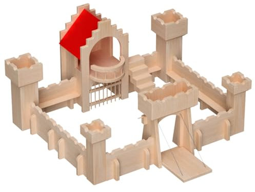 Kinder-Ritterburg 4019 - Massivholz - Spielzeug-Schloss - Zugbrücke Turm Mauer