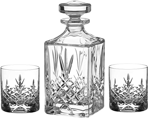 Buckingham cut 3 piece crystal whisky set packaged in a luxurious satin lined gift box - Lead Free Crystal (4032.333)