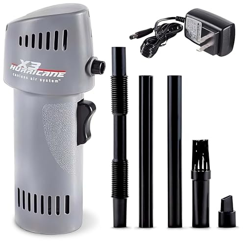 Canless Air X3 Hurricane Compressed Air Duster | Adjustable Speed up to 260mph | Made in USA | Cordless, Rechargeable Air Blower for Cleaning | Extended Warranty | 5 Attachments Included