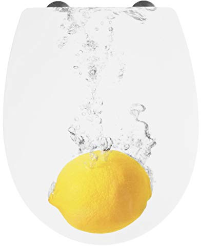 Cornat WC-Sitz Zitrone - Fruchtig frisches Design - Pflegeleichter Thermoplast - Quick up & Clean Funktion - Absenkautomatik - Bequeme Montage von oben / Toilettensitz / Klodeckel / KSDSC104