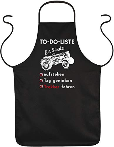 Traktor - Landwirt/Bauer Motiv - Sprüche Grillschürze - Kochschürze : To-Do-Liste für Heute - Trekker fahren - Schürze Bauernhof/Stall/Kühe
