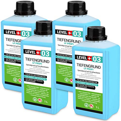 LEVEL PLUS 03 Tiefengrund LF Profi 4L, Grundierung für saugende Untergründe, Tiefgrund Konzentrat 1:1, Haftgrund unter Flüssigfolie Klebstoffe Zementmörtel