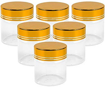 Jarvials Botella de Vidrio Transparente de 6pcs de 50 ml con Tapa de Aluminio Plateado, la Tapa de Aluminio Hace Que el Sello de la Botella de Vidrio Sea Mejor y Sellado (6,50 ml)