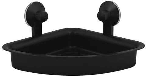 MSV Etagère Panier d'angle de Douche à ventouses PVC Noir Mat