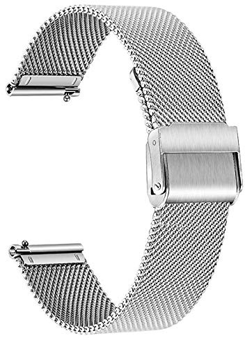 TRUMiRR Armband Ersatz für Garmin Venu 4 41mm/Venu 3S/Venu 2S 40mm/Vivoactive 4S/Vivomove 3S Damen,18mm Metall Masche Edelstahl Uhrenarmband Ersatzband für Withings Steel HR 36mm