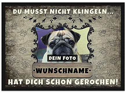 Print Royal Fußmatte personalisiert mit eigenem Hundefoto und Wunschname selbst gestalten - Verschiedene Größen bis 120 cm - Hunde-Fußmatte Bedrucken - 75 x 50 cm