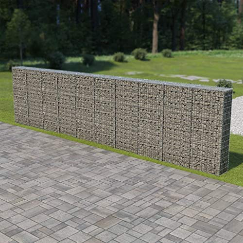 Tidyard Gabionenwand mit Abdeckung Gabione Steinkorb Steingabione Gabionen Wand Drahtkorb Draht Mauer für Steine zur individuellen Gartengestaltung, Verzinkter Stahl 600×30×150 cm