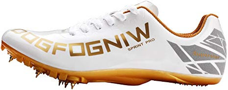 XQXT Unisex Spiked Sprint Leichtathletik-Laufschuhe rutschfeste Turnschuhe Sprint-Spikes (Weißes Gold,41)