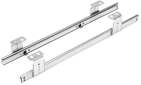 FIX&EASY Coulisses de clavier Up&Down réglable en hauteur pour plateau tiroir coulissante, glissières roulement à billes 500mm galvanisé avec verrouillage p. station d'accueil ordinateur bureau souris