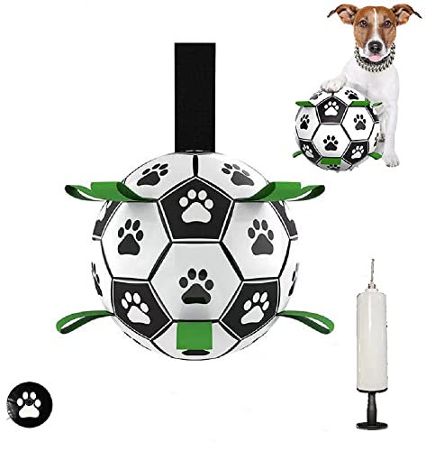 Healthman Hundespielzeugbälle mit Gurten, interaktives Hundespielzeug und lustiger Hundefußball für Wasser, Garten & Outdoor (Medium)