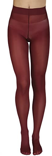 Annes styling Collant Donna Microfibra 40 Den Opachi Calze Donna Eleganti e Morbide Collant Classici per Tutte le Stagioni Comfort Fit Senza Cuciture con Tassello in Cotone Bordeaux Taglia L