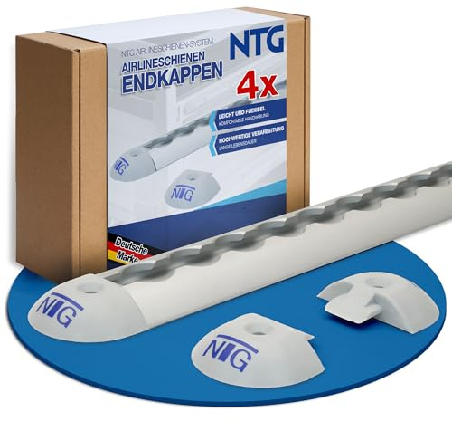 NTG 4er-Set Endkappen für Airlineschiene & Zurrschiene - runde Form robust | Einsteckkappen aus Kunststoff einfach zu montieren - Endfittinge universell einsetzbar für Ladungssicherung