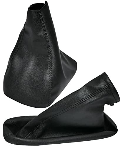 Aerzetix - C57866 - Cuffia soffietto per leva del cambio e freno a mano - compatibile con Opel Astra H dal 2004 al 2010 - colore: nero - in pelle sintetica