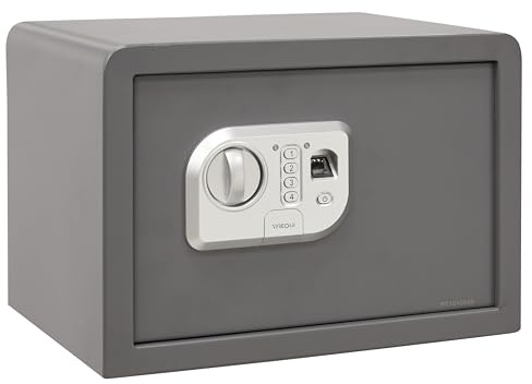 ARREGUI Print 140540 stålkassaskåp med elektronisk öppning med fingeravtryck eller kod, biometrisk läsare värdeskåp för hem och hem | nödnyckel | 27 x 38,5 x 30 cm