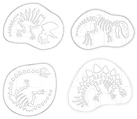 Set de moules à biscuits dinosaures pour enfants Découpeur de sandwichs dinosaures avec os fossiles de T-Rex Stegosaurus Triceratops