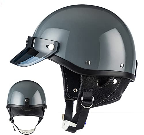 Mezzo Casco da Motociclista retrò Portatile Jet Casco Scodella Omologato Estivo Mezzo Casco Harley per Elicottero da Pilota Chopper Vintage per Moto Cruiser Ece/DOT Sicurezza