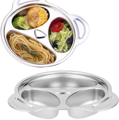 Topyond Plateau à Assiettes Divisées en Acier Inoxydable,Assiette De Nourriture pour Enfants en Forme De Panda,Plateau De Service Compact,Collation pour Le Dîner,Plats De Camping,Bol Vaisselle Bebe