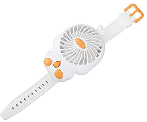 Ventola da Orologio Indossabile, Plastica USB Ricaricabile Comodo Elastico a Forma di Anatroccolo a Ventola Morbida Foglie Mini Ventilatore per di Compleanno (WHITE)