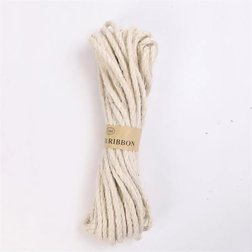 Gartenseil 6mm 10M Juteschnur Schnur Sackleinenband Seile Beleuchtung DIY Handwerk Geschenkverpackung Schwarz Rot Flaschendekorationsschnüre Garten Kordel (Color : 6mm 10M White)