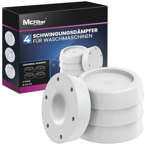 McFilter | 4 amortiguadores de vibraciones para lavadoras y secadoras | Amortiguador de vibraciones universal compatible con Bosch, Siemens, AEG | Alfombrilla antideslizante para lavadora - blanco
