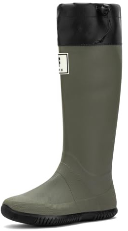 Yenxapei Gummistiefel Damen Herren, Original Wasserdichte Arbeitsstiefel Hoch Regenstiefel, Gummi Langschaft Gummistiefel Sicherheits Stiefel Regenschuhe Boots Gartenschuhe Im Freien, Grün, 39 EU