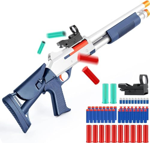 RuiDaXiang Pistola giocattolo, pistole giocattolo sparatutto, blaster in schiuma EVA e design di espulsione del guscio vuoto per il gioco all'interno e all'aperto (Blu)