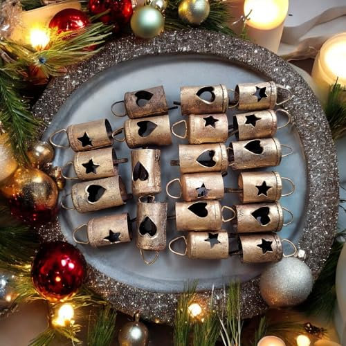 Mango Gifts Handgefertigte indische Glocken im Vintage-Stil, Jingle Bell, Mini-Kuhglocken, Bastelglocken, Weihnachtsglocken, Windspiele, Boho-Heimdekor-Ornamente, Größe 5,7 cm, 20 Stück