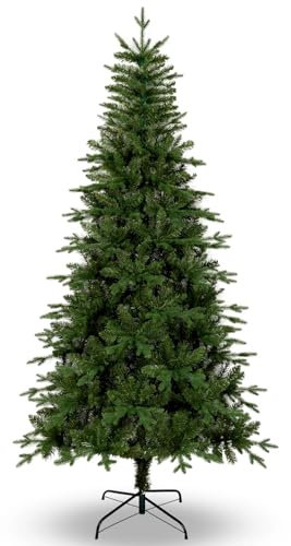 Uten Árbol de Navidad Estrecho 180 cm, Realista PE Artificial Árbol Decoración Interior, 628 Aspecto Natural Puntas de PVC y PE, Rama de Bisagra, 2 Estilos, Base de Metal, Reutilizable