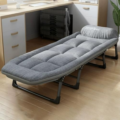 Klappbett Camping mit Matratze Tragbare Campingbett Klappbar mit 6 Positionen Verstellbares, Gästebett Klappbett für Outdoor Camping Reisen Büro Indoor(190x75x30cm)
