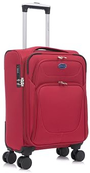Aerostar Carry-on 20 Lightweight Soft Expandable Suitcase, Hand Luggage 4 Wheels & Combination Lock, 55x35x20cm | Accepted All Airlines easyjet, RyanAir, British Airways (Chestnut Red, 36 litres)