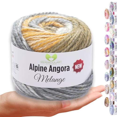 MeriWoolArt® Merino Wolle zum Stricken – 150 m Mehrfarbige Dicke Weiche Merinowolle für Pullover und Jacken – XXL Handstrickwolle – Voluminöse DIY Wolle für Schals, Decken, Tücher & Geschenke 6403