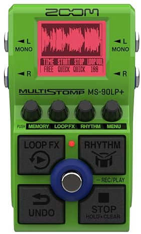 ZOOM MS-90LP+ Looper Pedal für Gitarre und Bass, 32 bit float, 100 Loops, 90 Minuten je Loop, max. 13 Stunden Aufnahme, Layer, Effekte & Rhythmus-Patterns, Live & Studio