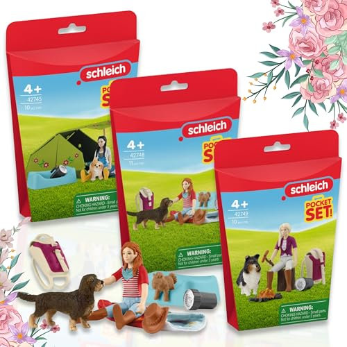 SCHLEICH 42745 Camping-Abenteuer mit Kim 42751 Ausflug zum Badesee 42755 Pflegeset für Fohlen - spannende Geschichten für kleine Pferdefans!