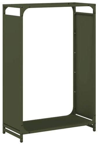 vidaXL firewood rack - cold-rolled steel olive green logs holder 60x28x90 cm
