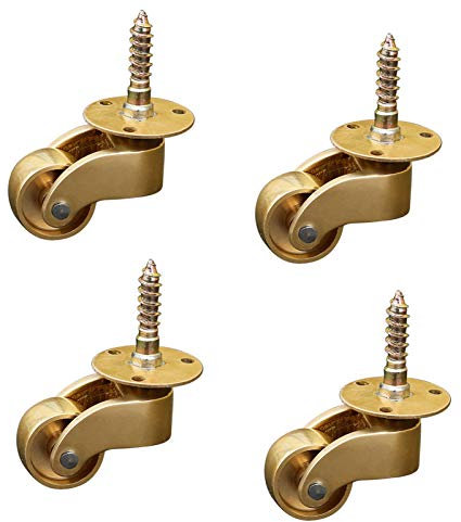 4 Ruedas giratorias de latón de 22 mm, Resistentes, de Metal, para Muebles, armarios, Estilo Antiguo, Vintage, Capacidad de Carga de 150 kg, para mesas de Centro, sofás, mesas de
