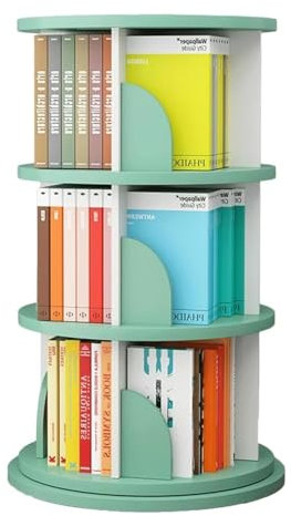 Drehbares Bücherregal mit 3 Ebenen, Standregal für Wohnzimmer oder Büro, stilvolle Aufbewahrungslösung für Bücher und Dekorationsgegenstände