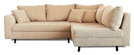 Lisa Design Rune – Ecksofa rechts – 4-Sitzer – aus Cord Beige
