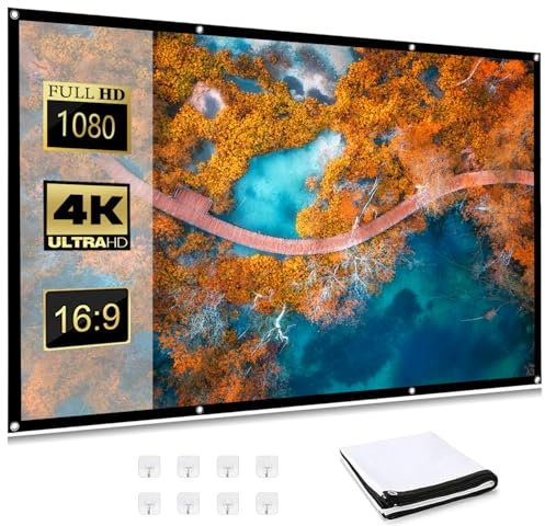 WRSION 100 inch Projector Screen 16:9 HD 4K Wrinkle-Free | Portable Foldable Design for Indoor Home Theater, School Presentations & Office Meetings