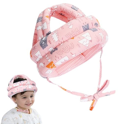 CATOR Casque Bébé Anti Choc,Casque Protection Bebe,Casque Protection Enfant,Casque Anti Chute Bebe, Coton respirant réglable,Convient aux enfants âgés de 0.5 à 3 ans(Rose)