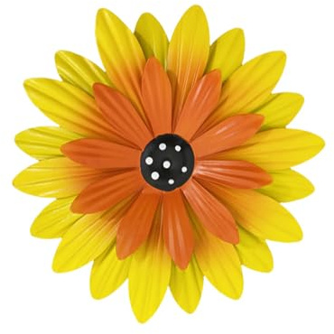 AQCQDQ Metall Blumen Wandtattoo, Garden Metall-Sonnenblumen-Wanddekoration, Wanddeko Aussen, Wanddekoration Skulptur Statuen Home Dekorationen (20 * 20 cm,Gelb)