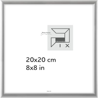 Pix FRAMES Bilderrahmen 20x20cm aus Aluminium mit Acrylglas | Fotorahmen Metall – Silber – Vertikal & Horizontal Aufhängbar