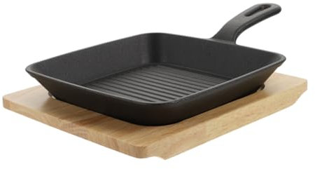 ULTECHNOVO Poêle Fonte Créative Ustensile De Cuisine Avec Planche En Bois Naturel