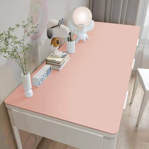 Non-Slip Desk Pad, Waterproof PU Leather Desk Blotter, Easy Clean Large Table Protector, Laptop Desk Study Writing Mat for Office Work Home (Pink,100x40cm)