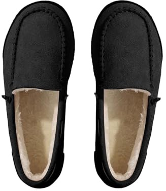 cfpqv Mocassini Donna Imbottiti Stivali Invernali Scarpe Slip On Calde Mezza Punta Scarpe Casual Scarpe da Lavoro Scarpe da Passeggio Scarpe da Barca Sneakers Autunno Inverno Stivali, Nero , 37 EU