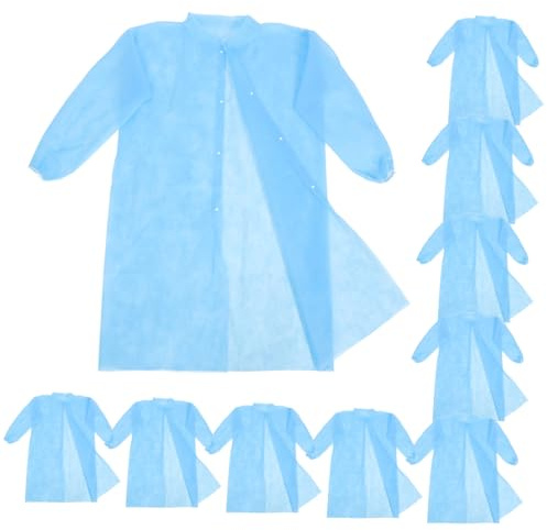 Disposable Lab Coats 10pcs Non Woven Blue Snap Workwear | Protective Suit, Breathable Lightweight Fit, Workplace Environments, Users