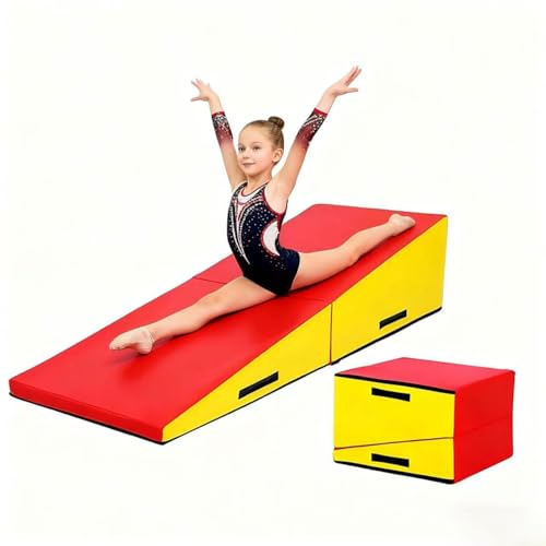 Klappbare Gymnastikmatte mit Rampe Weiche Tumbling Matte für Kinder & Erwachsene Für Bodenturnen, Yoga, Fitness, Dehnübungen Rutschfest & Transportfreun