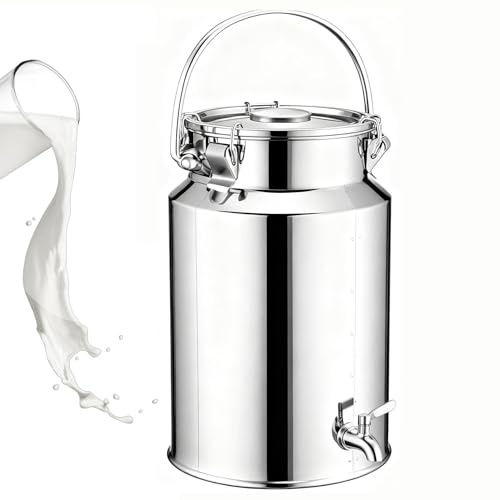 aliooila 201 Bidon INOX pour Huile d Olive 3L/5L/10L /15L avec Robinet,Pot À Lait INOX avec Couvercle Réservoir Scellé en Acier Inoxydable Pots À Lait KKL(Capacity,10L)