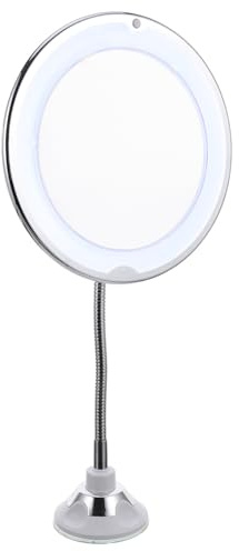 TOYANDONA 360degré Miroir Maquillage Grossissant Rotatif avec Ventouse Lumière LED Intégrée pour Yeux et Sourcils