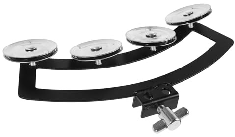 TOPBATHY Militär Tamburin mit 8 Silbernen Schellen Handglocke 10-12 Zoll Robustes Percussion Instrument für Schlagzeug Zubehör und Rhythmusbegleitung bei Musik und Party