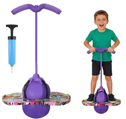 cupeohome Balance Hüpfball, Hüpfball Kinder, Pogo Stick für Kinder, Pogo Ball mit Griffen, 90kg Tragkraft, zur Gleichgewichtstraining, Gewichtsreduktion und Fettverbrennung (Lila)